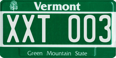 VT license plate XXT003