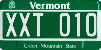 VT license plate XXT010
