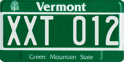 VT license plate XXT012