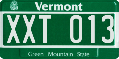 VT license plate XXT013