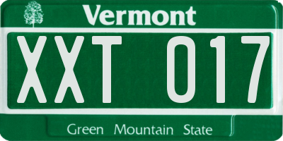 VT license plate XXT017