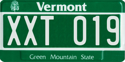 VT license plate XXT019