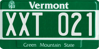 VT license plate XXT021