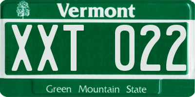 VT license plate XXT022