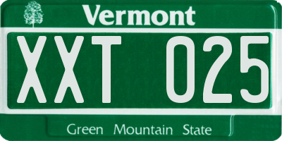 VT license plate XXT025
