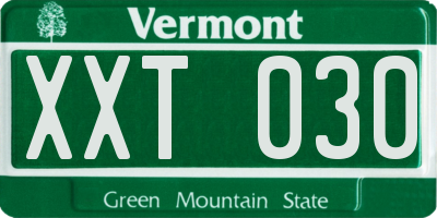 VT license plate XXT030