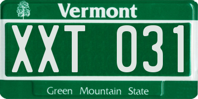 VT license plate XXT031