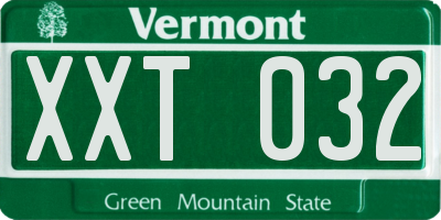 VT license plate XXT032