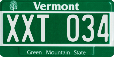 VT license plate XXT034
