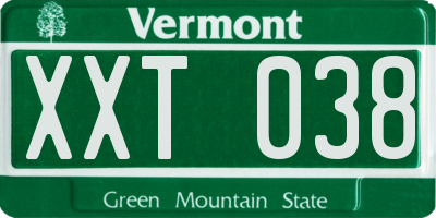 VT license plate XXT038