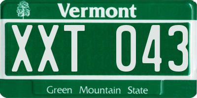 VT license plate XXT043