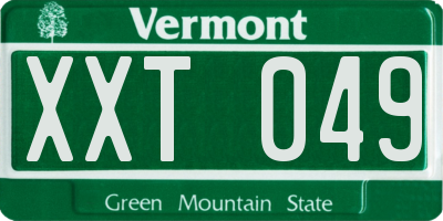 VT license plate XXT049