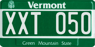 VT license plate XXT050