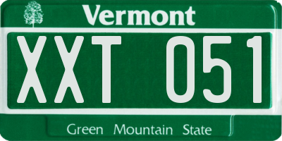 VT license plate XXT051