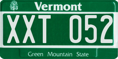 VT license plate XXT052