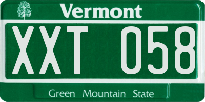 VT license plate XXT058