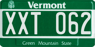 VT license plate XXT062