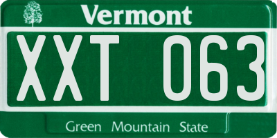 VT license plate XXT063
