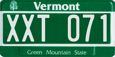 VT license plate XXT071