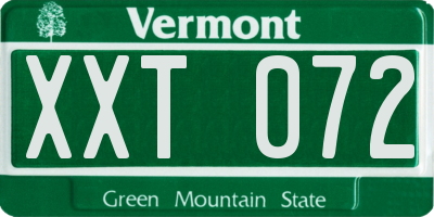 VT license plate XXT072