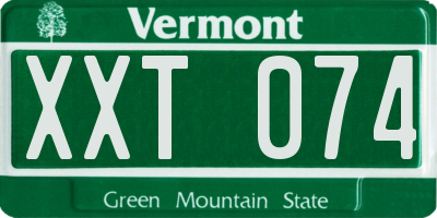VT license plate XXT074