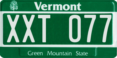 VT license plate XXT077