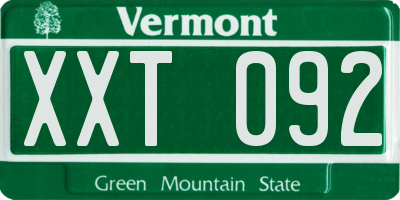 VT license plate XXT092