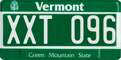 VT license plate XXT096