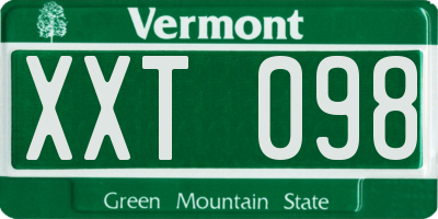 VT license plate XXT098