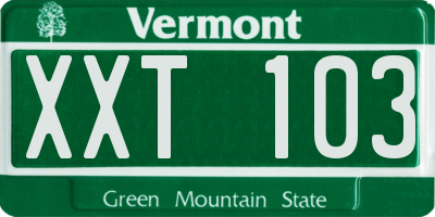 VT license plate XXT103