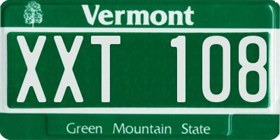 VT license plate XXT108