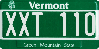 VT license plate XXT110