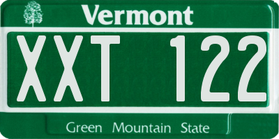 VT license plate XXT122