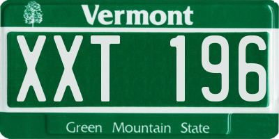 VT license plate XXT196