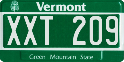 VT license plate XXT209