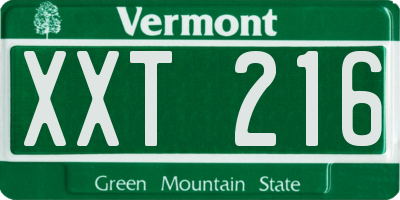 VT license plate XXT216