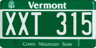 VT license plate XXT315