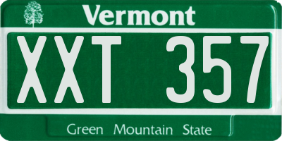 VT license plate XXT357