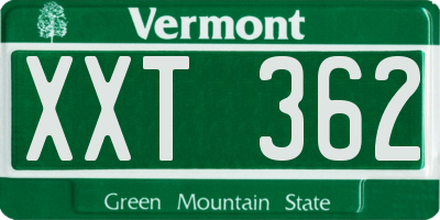 VT license plate XXT362