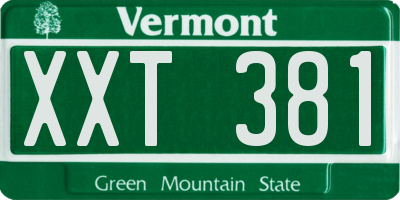 VT license plate XXT381