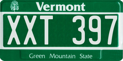 VT license plate XXT397