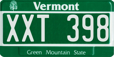 VT license plate XXT398