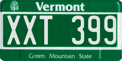 VT license plate XXT399