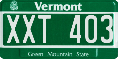 VT license plate XXT403