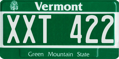 VT license plate XXT422