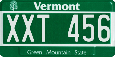 VT license plate XXT456