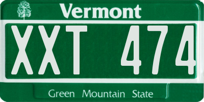 VT license plate XXT474