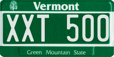 VT license plate XXT500