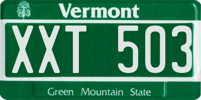 VT license plate XXT503