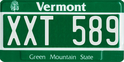 VT license plate XXT589